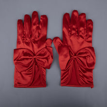 TIPY TIPY TAP FULLFINGER SATIN HUGE BOW GLOVES - RED