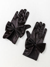 TIPY TIPY TAP FULLFINGER SATIN HUGE BOW GLOVES - BLACK