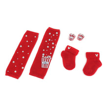 TIPY TIPY TAP POPCORN THEME LEGWARMERS WITH SOCKS & HEADBAND - RED