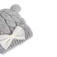 TIPY TIPY TAP PEARLY BOW CAP WITH MITTENS - GREY