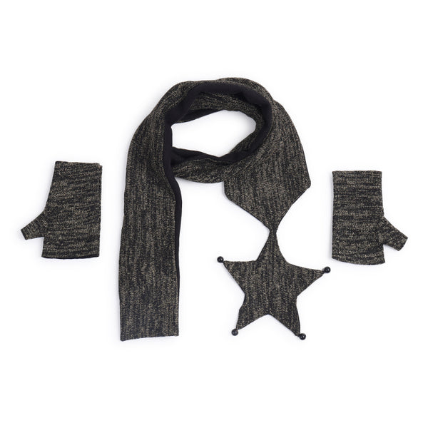 TIPY TIPY TAP STAR THEME MUFLER WITH GLOVES - BLACK