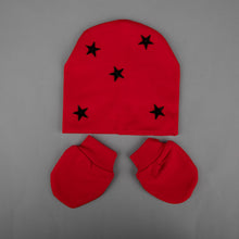 TIPY TIPY TAP UNISEX STAR EMBELLISHED CAP WITH MITTENS - RED