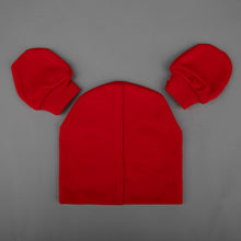 TIPY TIPY TAP UNISEX STAR EMBELLISHED CAP WITH MITTENS - RED