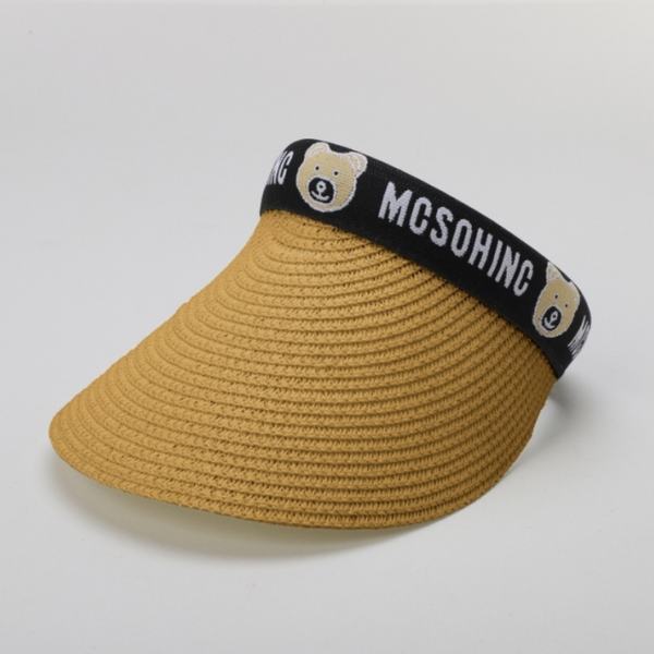 TIPY TIPY TAP FEMALE STRAW TEDDY PRINT SUNSHIED CAP - BROWN