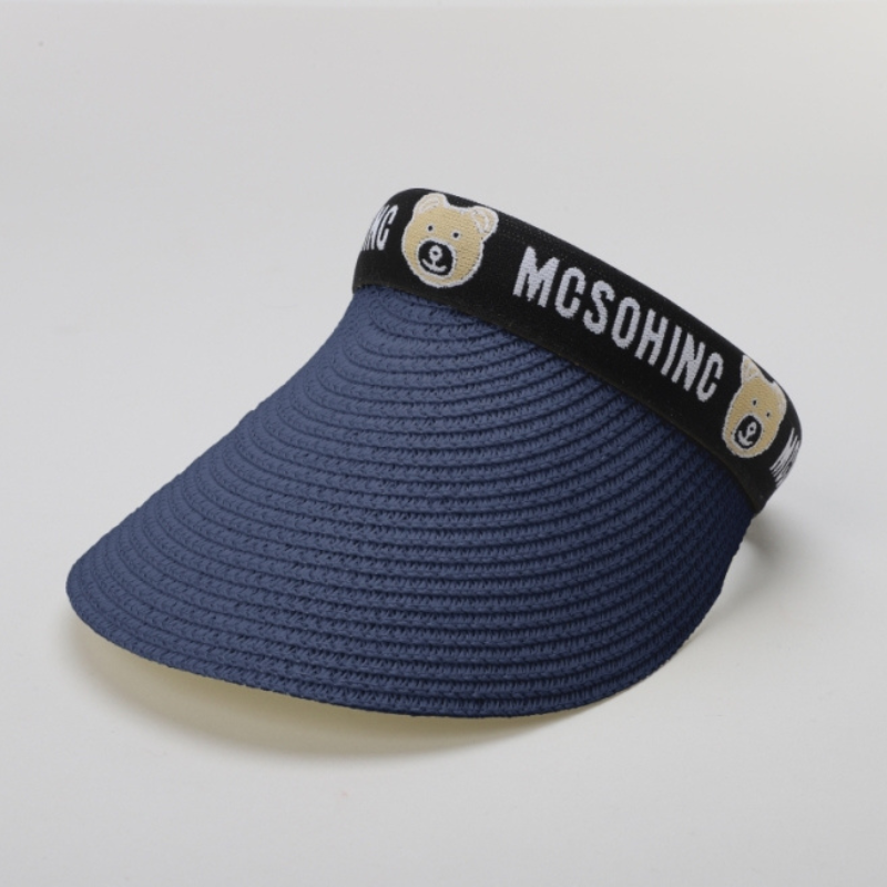 TIPY TIPY TAP FEMALE STRAW TEDDY PRINT SUNSHIED CAP - BLUE