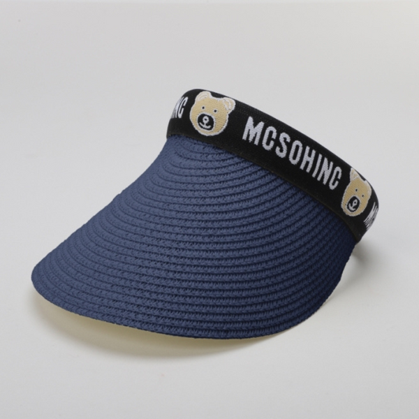 TIPY TIPY TAP FEMALE STRAW TEDDY PRINT SUNSHIED CAP - BLUE