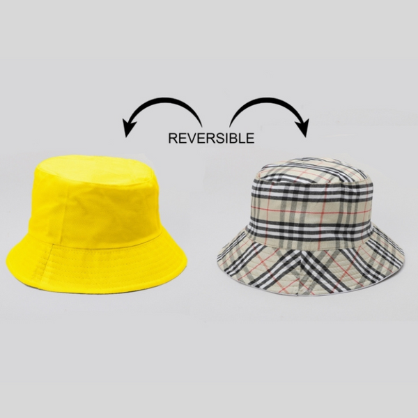 TIPY TIPY TAP UNISEX REVERSIBLE SOLID BUCKET CAP - YELLOW