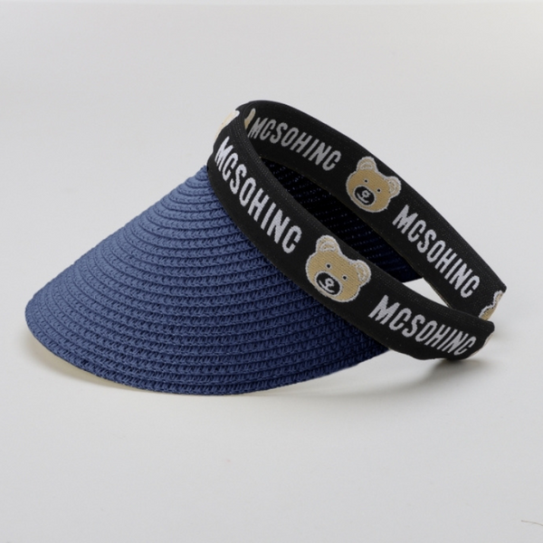 TIPY TIPY TAP FEMALE STRAW TEDDY PRINT SUNSHIED CAP - BLUE