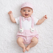 TIPY TIPY TAP 5PC BOYS BODYSUIT WITH BLUMER,SUSPENDERS,BOW AND CAP - PINK/WHITE