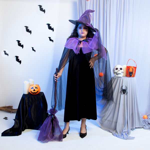 TIPY TIPY TAP WITCH THEME BROOM-BLACK/PURPLE