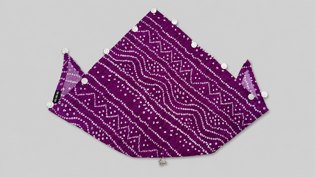 TIPY TIPY TAP Girls Purple Bandhani Dupatta with Silver Coin Tassels | Traditional Festive Accessory