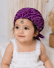 TIPY TIPY TAP Girls Purple Bandhani Dupatta with Silver Coin Tassels | Traditional Festive Accessory