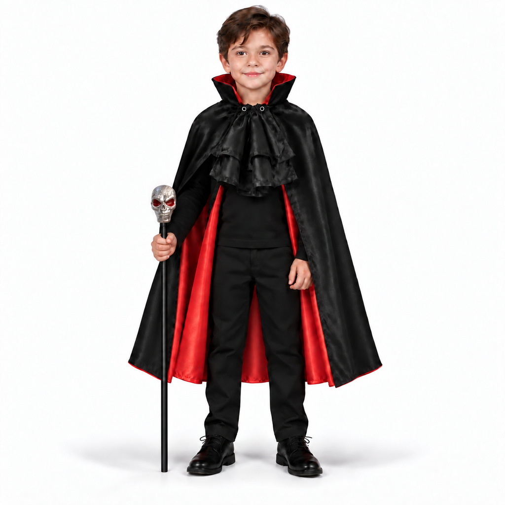 TIPY TIPY TAP DRACULA CAPE WITH STICK - BLACK/RED