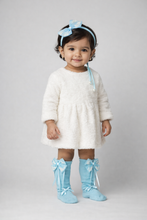 TIPY TIPY TAP PEARLY BOW LEGWARMERS WITH SOCKS & HEADBAND - TURQUOISE