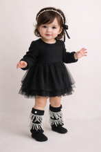 TIPY TIPY TAP PEARL FRINGE LEGWARMERS WITH SOCKS & HEADBAND - BLACK