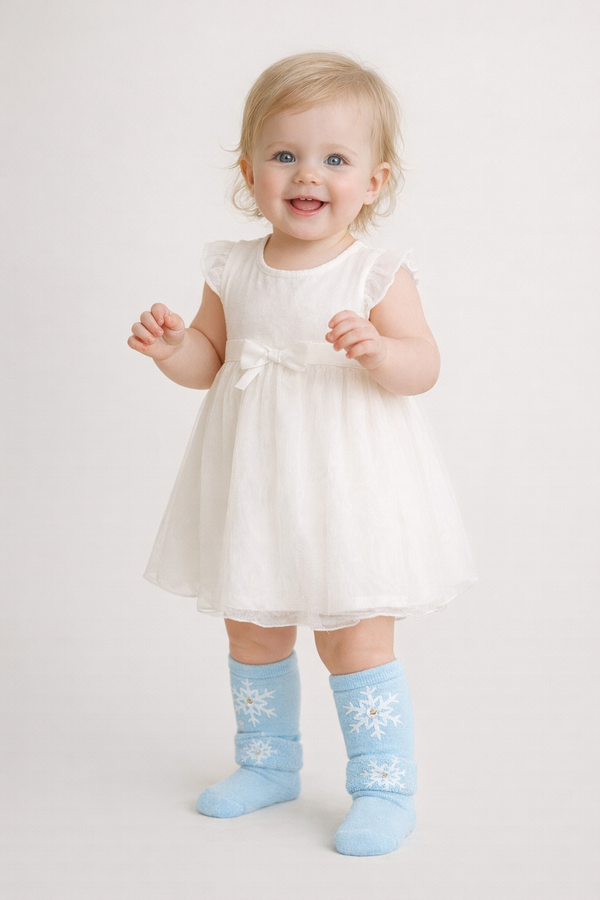 TIPY TIPY TAP SNOWFLAKES EMBELLISHED LEGWARMER WITH SOCKS & HEADBAND - BLUE