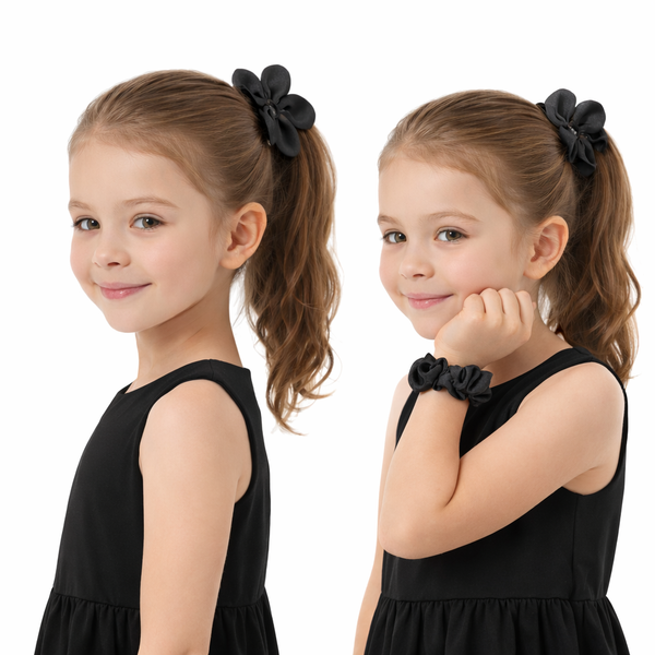 TIPY TIPY TAP FLOWER SHAPE SCRUNCHIE - BLACK