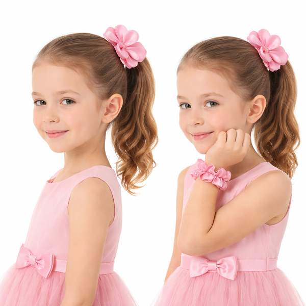 TIPY TIPY TAP FLOWER SHAPE SCRUNCHIE - PINK