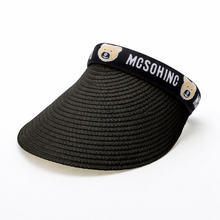 TIPY TIPY TAP FEMALE STRAW TEDDY PRINT SUNSHIED CAP - BLACK