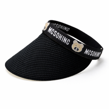 TIPY TIPY TAP FEMALE STRAW TEDDY PRINT SUNSHIED CAP - BLACK