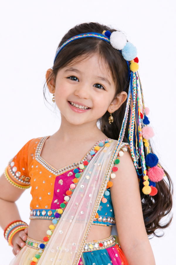 TIPY TIPY TAP POM POM TASSEL HAIR BAND - BLUE