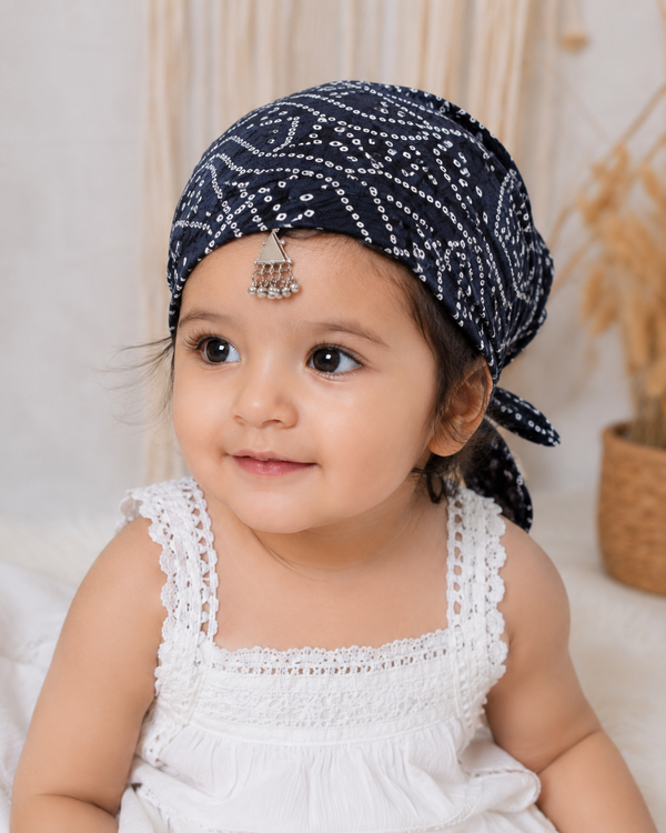 TIPY TIPY TAP Girls Purple Bandhani Dupatta with Silver Coin Tassels | Traditional Festive Accessory