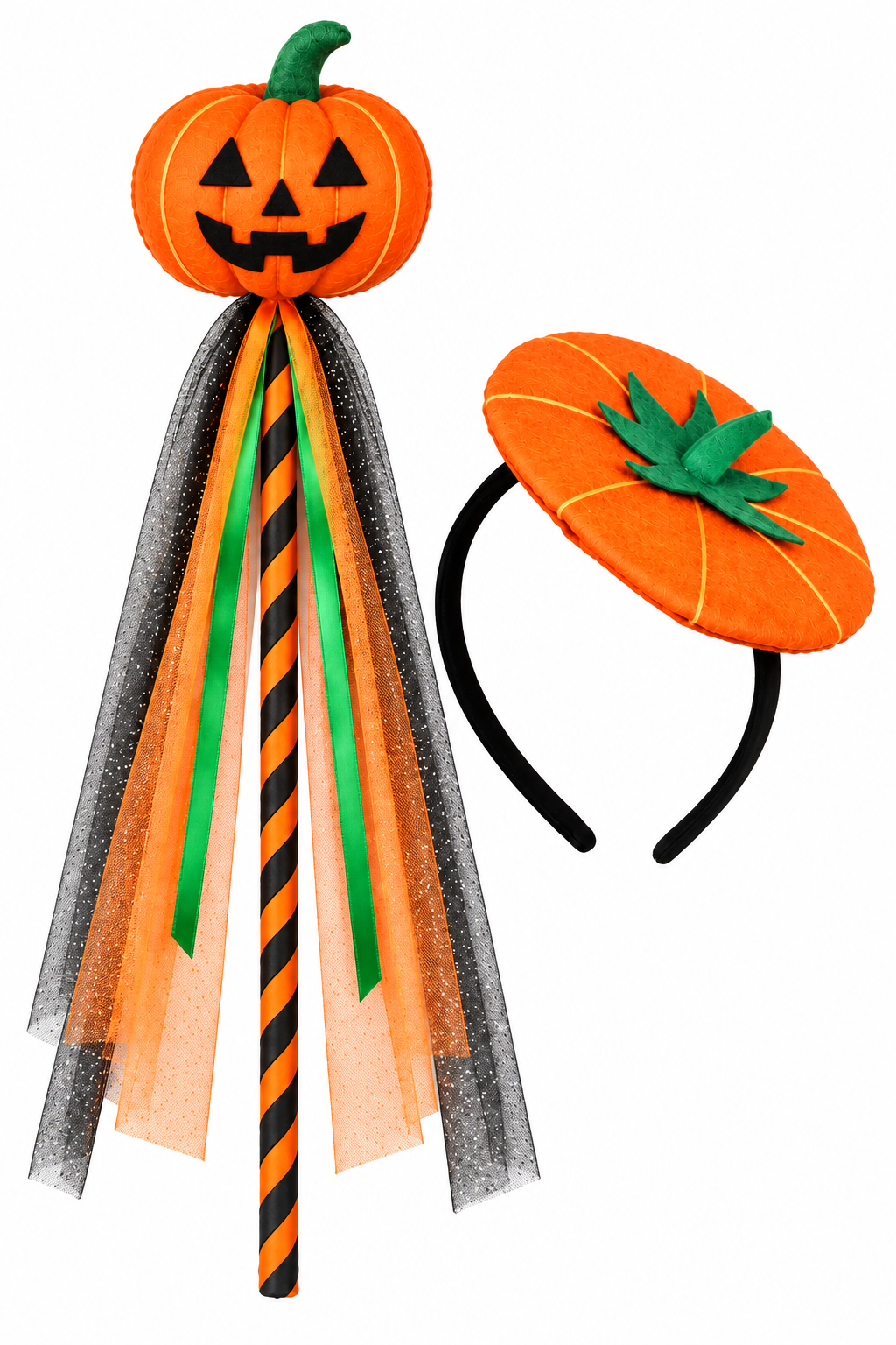 TIPY TIPY TAP PUMPKIN THEME HAIRBAND & WAND - ORANGE