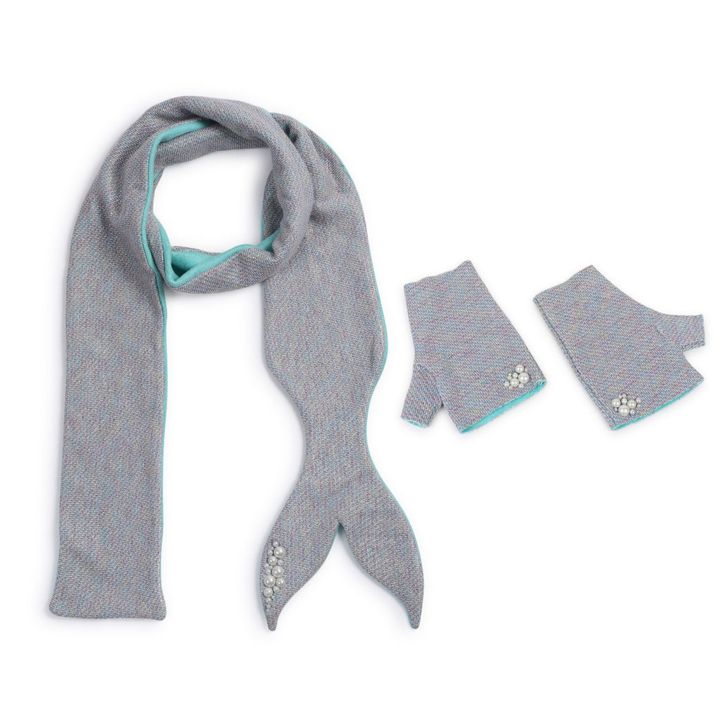 TIPY TIPY TAP MERMAID THEME MUFLER WITH GLOVES - BLUE