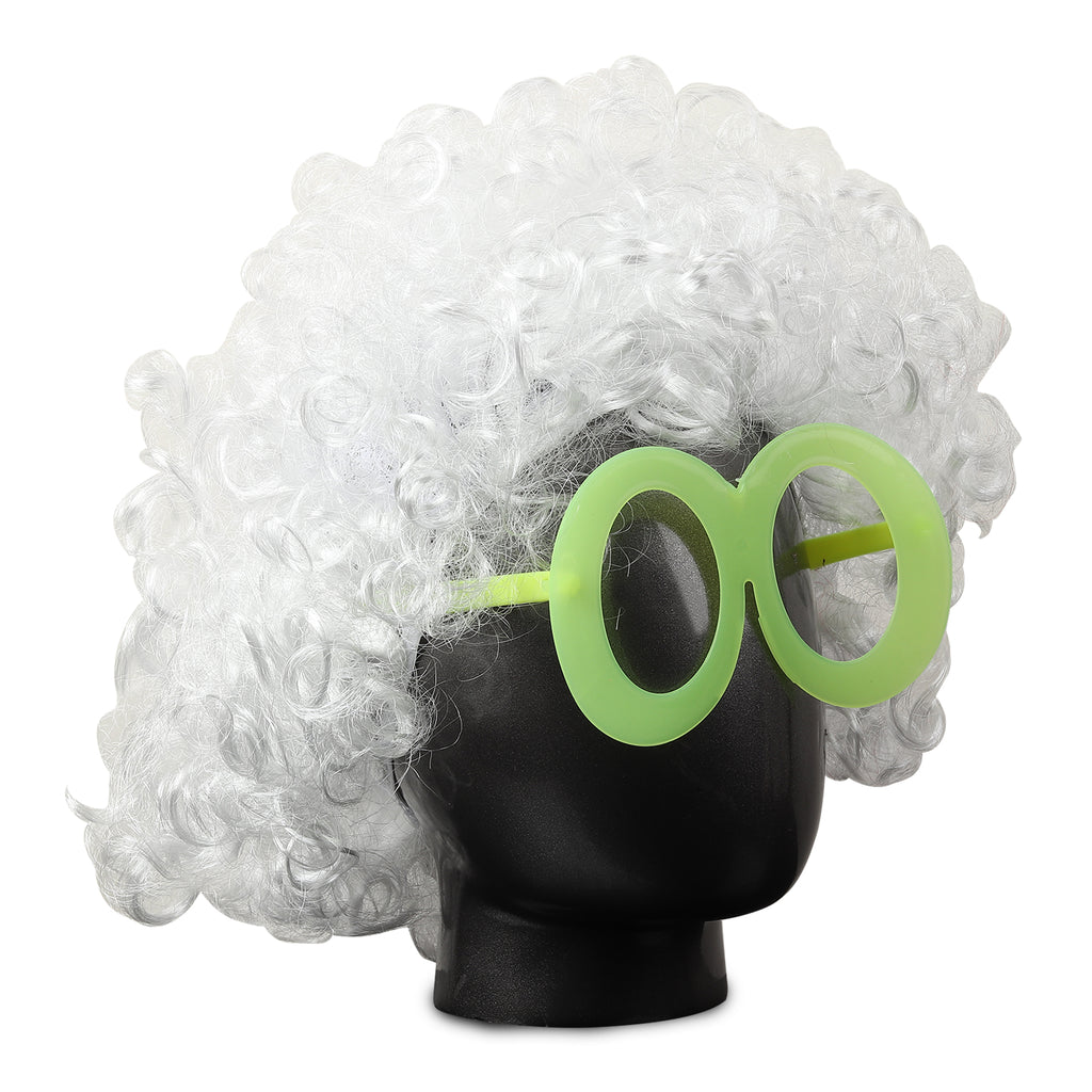 TIPY TIPY TAP HALLOWEEN THEME JOKER WIG WITH GLASSES - WHITE