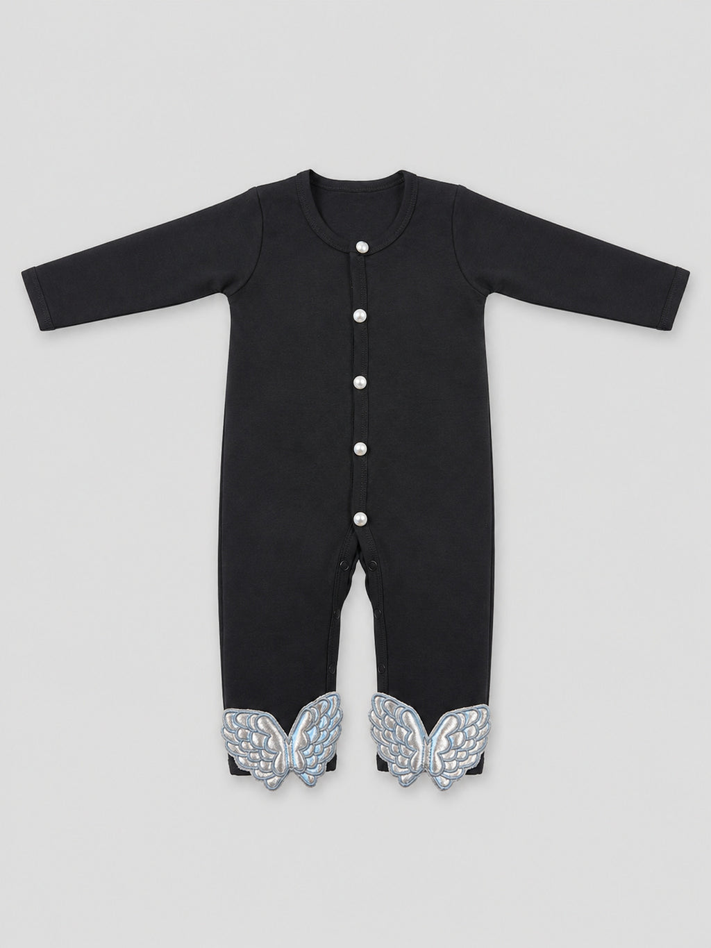 TIPY TIPY TAP ANGEL WINGS SLEEPSUIT WITH CAP - BLACK
