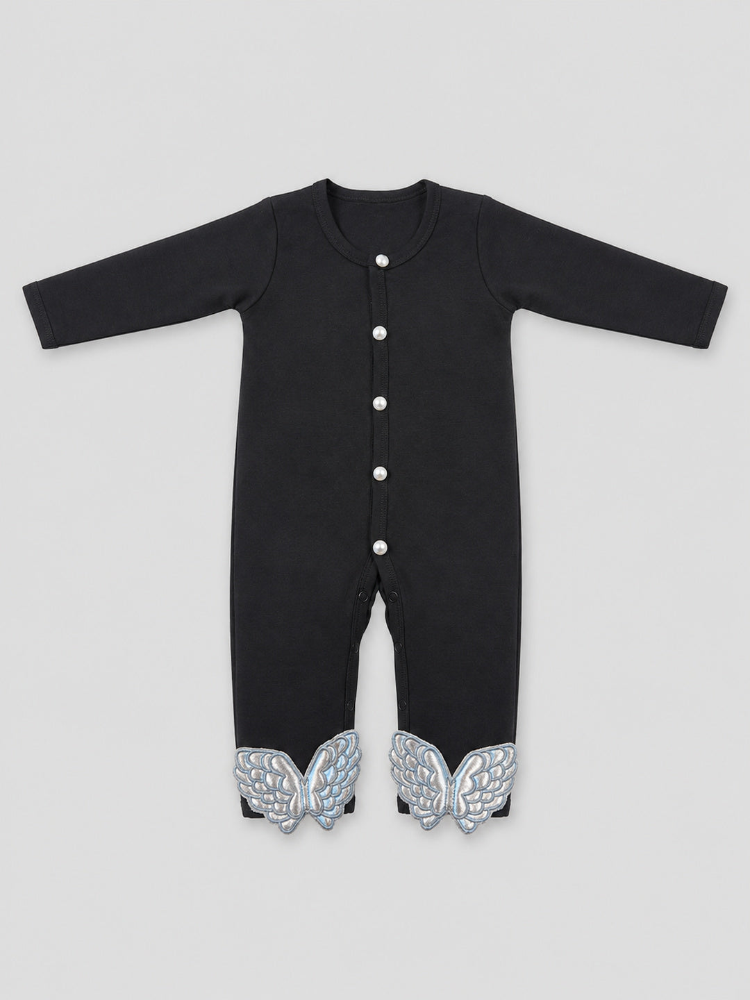 TIPY TIPY TAP ANGEL WINGS SLEEPSUIT WITH CAP - BLACK