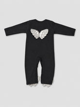 TIPY TIPY TAP ANGEL WINGS SLEEPSUIT WITH CAP - BLACK