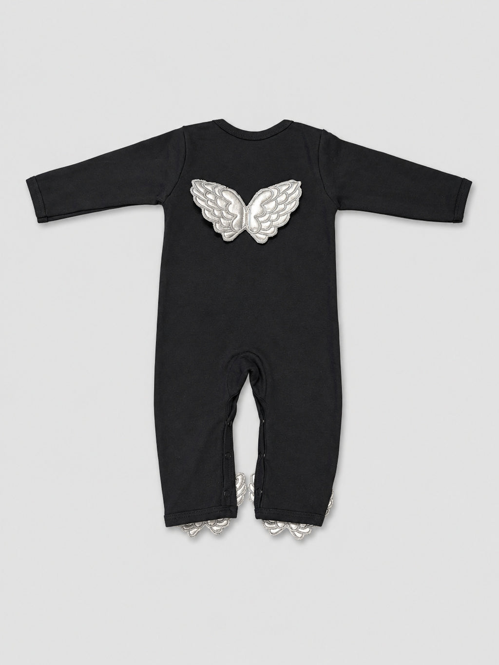TIPY TIPY TAP ANGEL WINGS SLEEPSUIT WITH CAP - BLACK