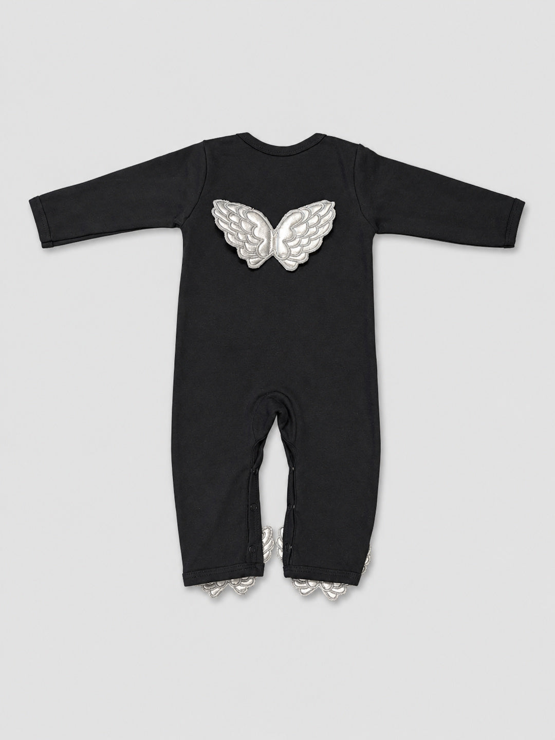 TIPY TIPY TAP ANGEL WINGS SLEEPSUIT WITH CAP - BLACK