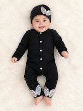 TIPY TIPY TAP ANGEL WINGS SLEEPSUIT WITH CAP - BLACK