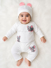 TIPY TIPY TAP MOUSE SLEEPSUIT WITH CAP - WHITE