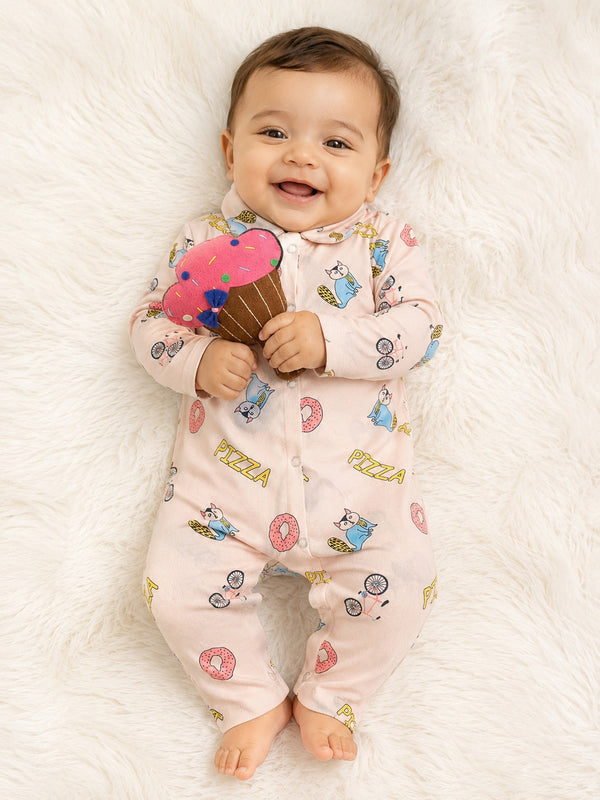 TIPY TIPY TAP PIZZA SLEEPSUIT WITH TOY - MULTICOLOR