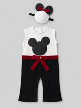 TIPY TIPY TAP MOUSE PARTYWEAR SNUGSUIT WITH HEADBAND - B/W