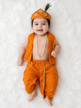 TIPY TIPY TAP JANMASHTMI DHOTI WITH STOLE,CROWN AND MALA - ORANGE