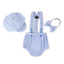 TIPY TIPY TAP 5PC BOYS BODYSUIT WITH BLUMER,SUSPENDERS,BOW AND CAP - BLUE/WHITE