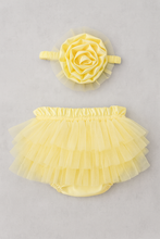 TIPY TIPY TAP 3PC FLOWER BODYSUIT WITH BLUMER & HEADBAND - YELLOW/WHITE