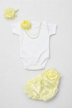 TIPY TIPY TAP 3PC FLOWER BODYSUIT WITH BLUMER & HEADBAND - YELLOW/WHITE