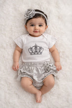 TIPY TIPY TAP 3PC CROWN BODYSUIT WITH BLUMER & HEADBAND - GREY/WH