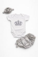 TIPY TIPY TAP 3PC CROWN BODYSUIT WITH BLUMER & HEADBAND - GREY/WH