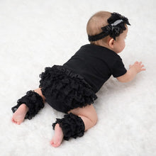 TIPY TIPY TAP 4PC LACEY BOW BODYSUIT WITH BLUMER, HEADBAND AND LEGWARMERS - BLACK/OFF WHITE