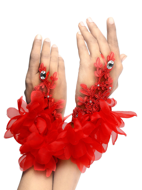 TIPY TIPY TAP FLORAL GLOVES - RED