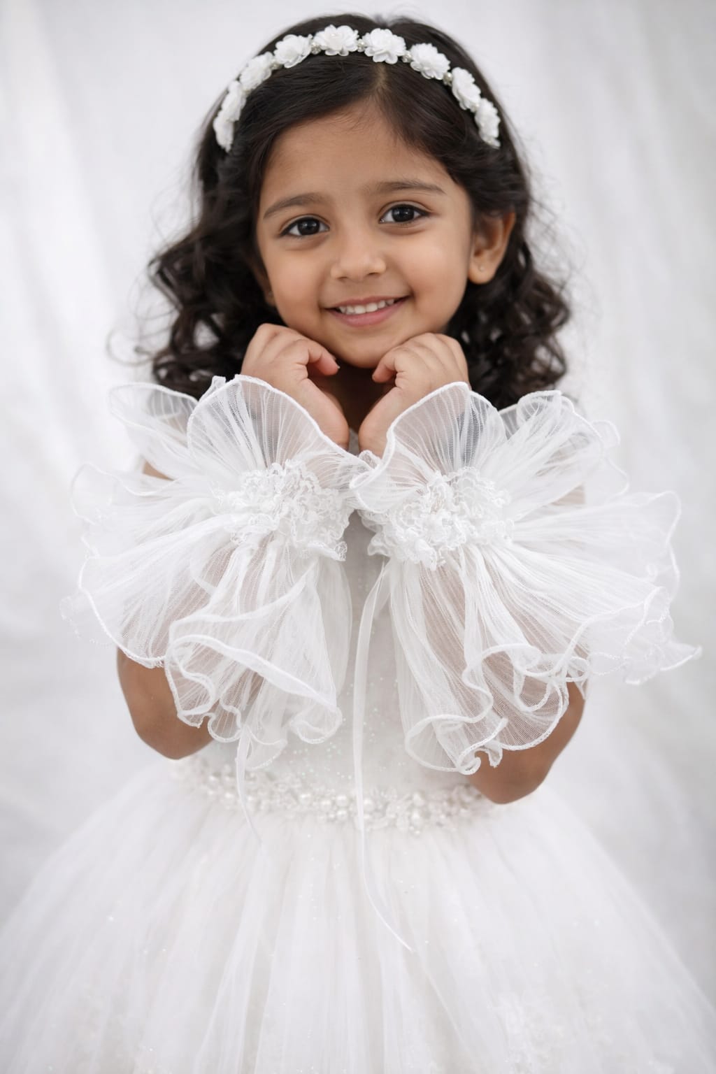 TIPY TIPY TAP Girls White Lace Ruffle Wrist Corsage | Elegant Party & Wedding Hand Accessory