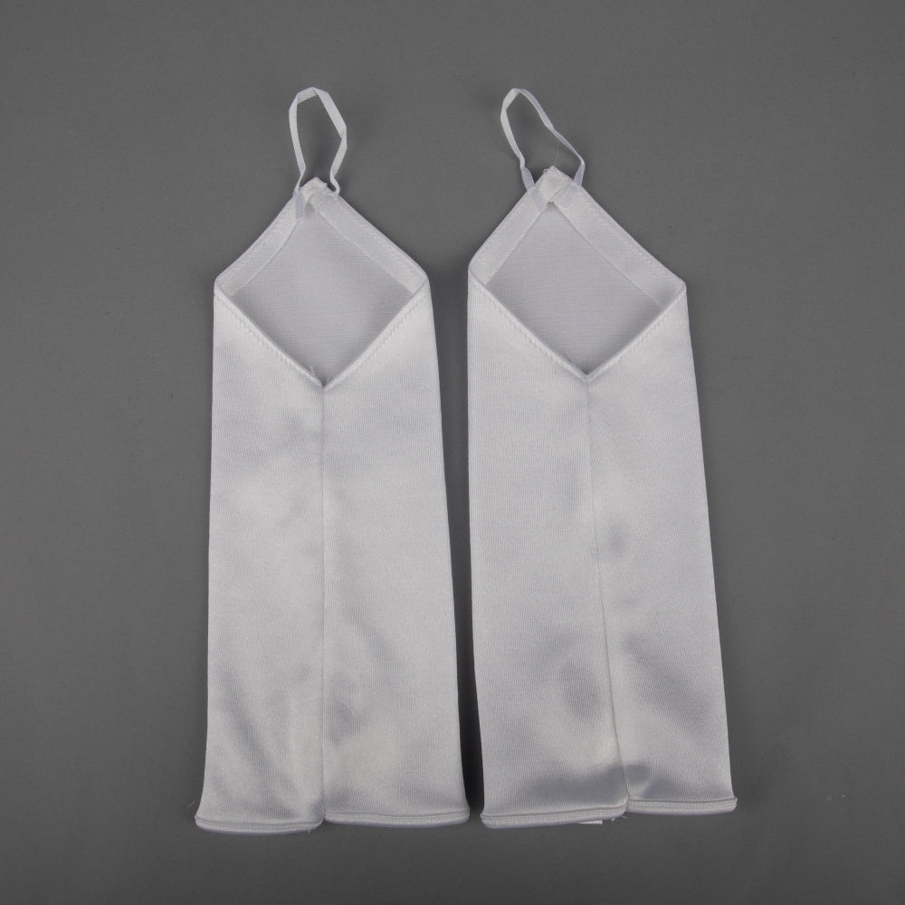 TIPY TIPY TAP FINGERLESS SATIN BOW GLOVES - WHITE