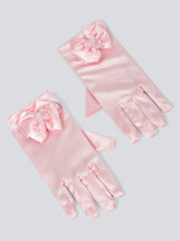 TIPY TIPY TAP FULLFINGER SATIN BOW GLOVES - PINK