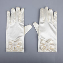 TIPY TIPY TAP FULLFINGER SATIN BOW GLOVES - IVORY